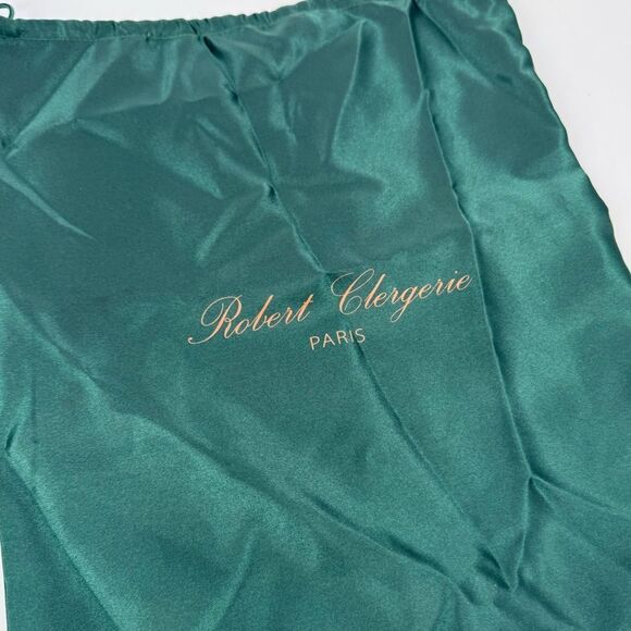 Robert Clergerie Paris Green Satin Drawstring Dust Bag 12x14 - Picture 2 of 5